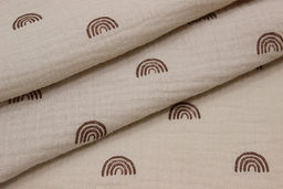 Муслин двухслойный с эф.жатости Радуга-дуга цв.бежево-молочный, СОРТ2, ш.1.43м, хлопок-100% - Купава фото 5