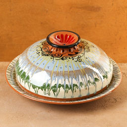 Блинница узбекская Риштанская керамика, d=26.5 см, разноцветная
