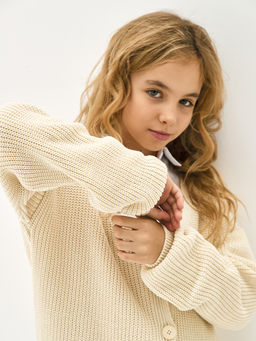 Молочный вязаный кардиган для девочки - Kogankids фото 8