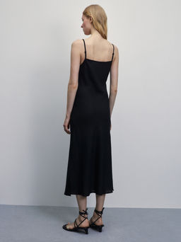 Льняной сарафан миди с разрезами / Zarina  фото 5