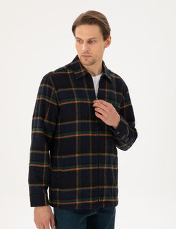 Lacivert Oversize Uzun Kollu Oduncu G_mlek