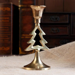 Цена за 2 шт. Подсвечник алюминий «Ёлка», на 1 свечу, 7×7×16 см