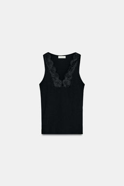 RIBBED LACE T-SHIRT - Zara фото 10