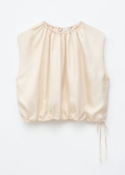 Top de seda con cord?n de ajuste