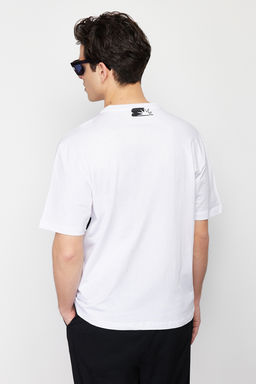 Siyah Oversize/Genis Kesim Yaz? Bask?l? Renk Bloklu %100 Pamuklu K?sa Kol T-Shirt TMNSS24TS00129 - Trendyolmilla фото 5