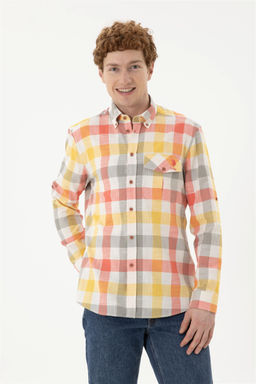 Мужская красная рубашка в клетку