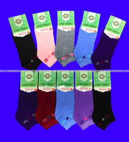 Цена за 12 пар. Следки женские однотонные "Цветочки"