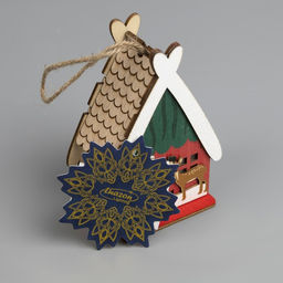 Ёлочная игрушка Домик с Сантой, 7.7х11х6 см, 1 LED, от батареек, свечение тёплое белое - Luazon lighting фото 4