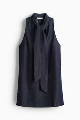 Vestido denim con cuello fular