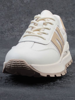 03-WG040-2M MILK/BEIGE Кроссовки демисезонные женские (натуральная кожа) - Фабричный китай фото 8