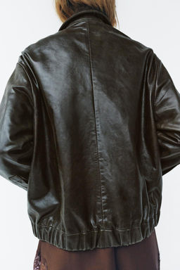 100% LEATHER BOMBER JACKET ZW COLLECTION LIMITED EDITION - Zara фото 5