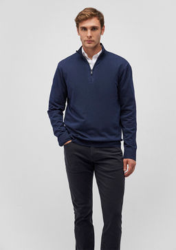 Yar? Fermuarl? Lacivert Kazak