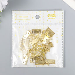 Цена за 3 шт. Петля для шкатулки металл с прямыми углами, под золото, набор 17 шт., 1×1.5 см