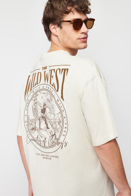 TRENDYOL MAN Siyah Oversize/Genis Kesim %100 Pamuklu S?rt Bask?l? T-Shirt TMNSS24TS00003 - Trendyolmilla фото 8