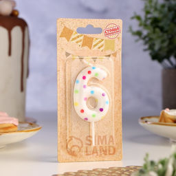 Цена за 4 шт. Свеча в торт на день рождения «Цифра 6», 5.5 см