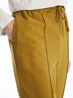 Kad?n Beli Lastikli D?z Pantolon