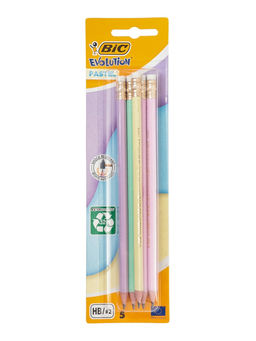 Карандаши чернографитные BIC HB Evolution «Пастель», набор 5 штук, пластиковые, с ластиками