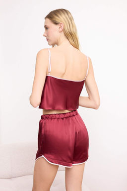 Trendyolmilla Lacivert Biye ve Kurdele/Fiyonk/Baglama Detayl? Saten Sortlu Dokuma Pijama Tak?m? THMSS24PT00089  фото 23