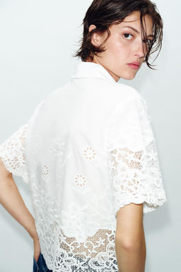 CAMISA BORDADOS PERFORADOS / Blanco - Zara фото 4