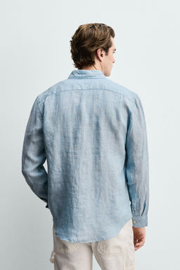 CAMISA REGULAR FIT 100% LINO / Azul / Verde - Zara фото 3