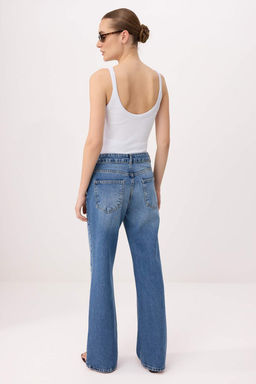 Mavi Y?rt?k Detayl? Yuksek Bel Wide Leg Jeans TWOSS26JE00265 - Trendyolmilla фото 5