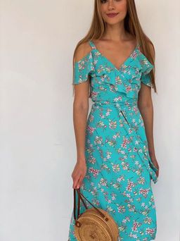 4195 Сарафан в цветочек в цвете тиффани - Martichelli фото 7