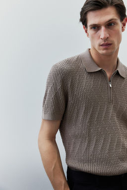 Polo en punto trenzado Slim Fit