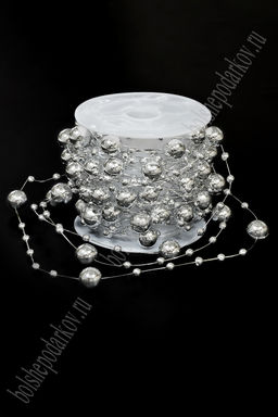 Бусы на леске "Бусинки" 8 мм*5 м (SF-6129) серебро