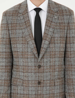 F_me Slim Fit Y_n Kar___ml_ Ekose Ceket
