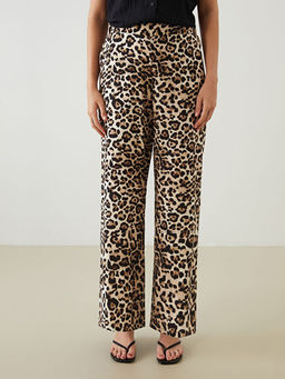 Beli Lastikli Leopar Desenli Kad?n Pantolon