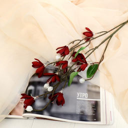 Цена за 2 шт. Цветы искусственные «Белоцветник шелковый», 74×4 см, бордовые