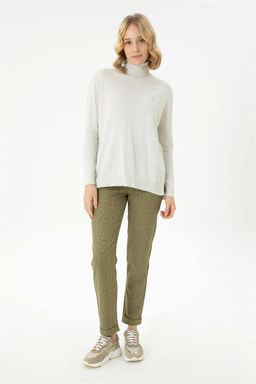 Женские брюки из плотной ткани светло-хаки