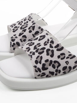 08-PEXL225-1 WHITE/LEOPARD Босоножки женские (натуральная кожа, натуральная замша)
