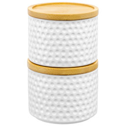 Набор 2 банок д/хранения и запекания 250 мл 9,3*9,3*7 см "Сфера" + дер. крышка-подставка с сил. упл.