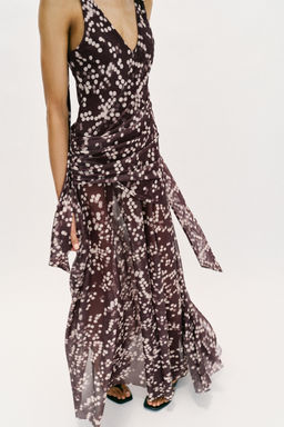 VESTIDO LARGO TUL LUNARES / Marr?n / Crudo - Zara фото 4