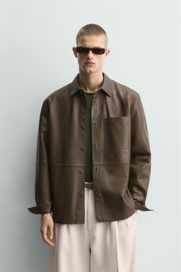 CAMISA PIEL BOLSILLO / Khaki - Zara фото 2