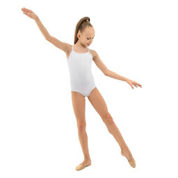 Купальник гимнастический Grace Dance, на тонких бретелях, р. 30, цвет белый  фото 4