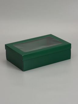 Цена за 5 шт. Коробка складная, крышка-дно «Армейский зелёный», с окном, 30×20×9 см