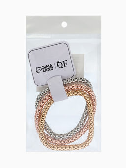 Браслеты цепочки «Плетение», набор 3 шт. тянется, d=7 см, серебро, бронза, золото