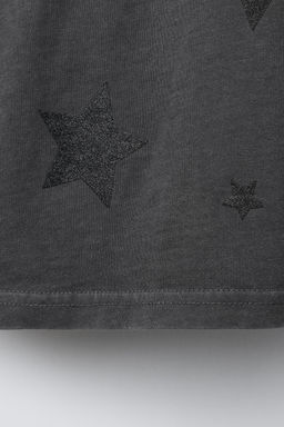 WASHED-EFFECT T-SHIRT WITH GLITTER STARS - Zara фото 4