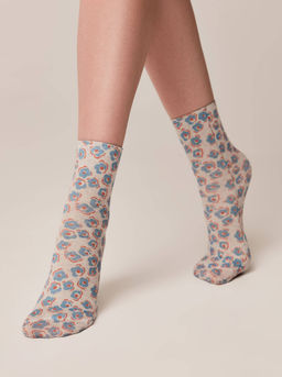 Цена за 2 пары. Носки Классические CONTE Носки с принтом FANTASY из смесовой пряжи с хлопком и льном бежевый - Conte elegant фото 23