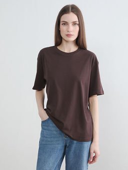 Bisiklet Yaka Oversize Kad?n Ti??rt