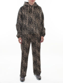 870-8 DK. BEIGE/LEOPARD Костюм спортивный зимний женский (95% хлопок, 5% полиэстер)