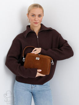 Сумка женская кожаная 6169Q brown Polina&Eiterou