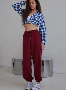 K13111 Штаны Багги (начес) БУРГУНДИ