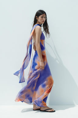 LONG PRINTED SCARF DRESS - Zara фото 5