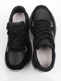 03-A104-1 BLACK Кроссовки женские (натуральная кожа, натуральная замша)