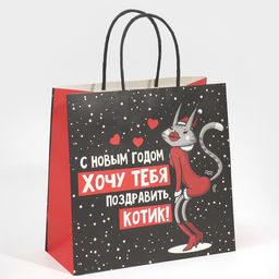 Пакет подарочный Котик, 22 22 11 см