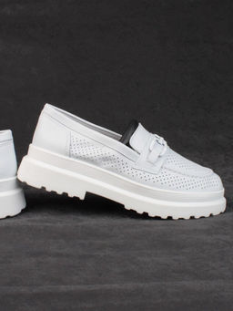 03-PDD190-2 WHITE Полуботинки женские (натуральная кожа)