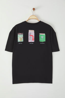 TRENDYOL MAN Siyah Oversize/Genis Kesim Bask?l? %100 Pamuk T-Shirt TMNSS25TS00108 - Trendyolmilla фото 3